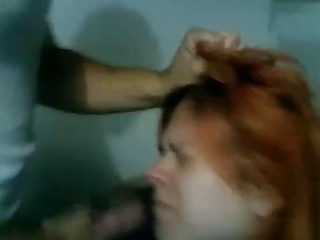 Redhead wife Jen gets a facial from her man