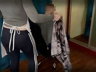 Mrs Lazinski at a Czech haircutting salon.