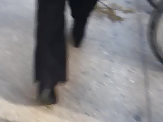 Nice mature slim booty in black dress pants 3